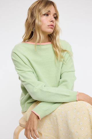 Contrast Boatneck Sweater