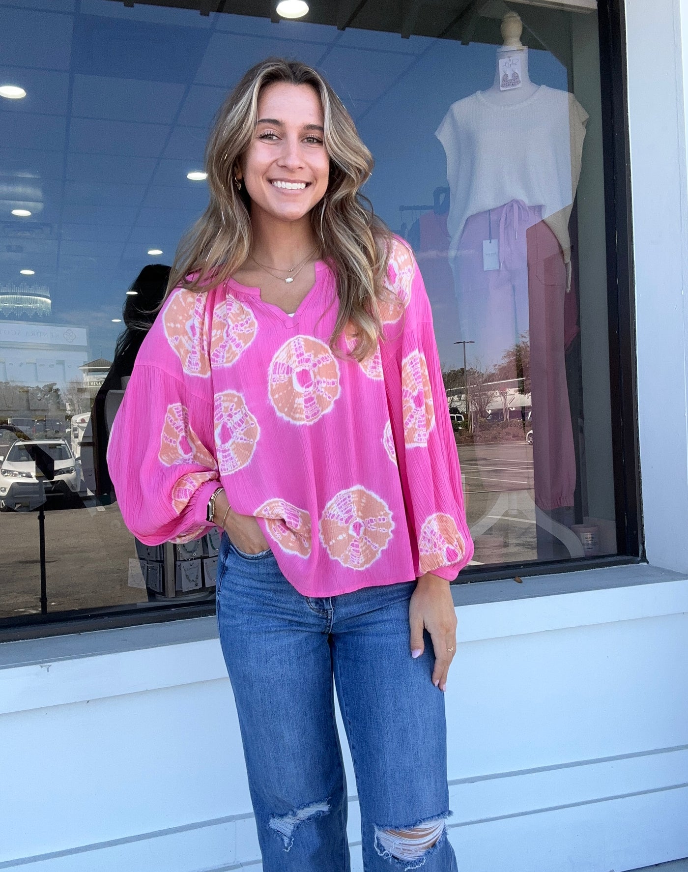 Tie Dye Peasant Top