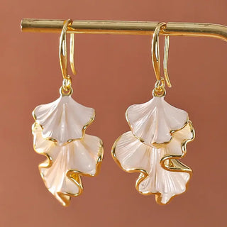 Fashion Gold Ginkgo Leaves Dangle Earrings