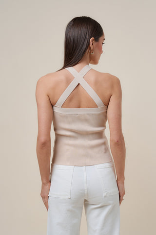 Shell Halter Neck Knit Top