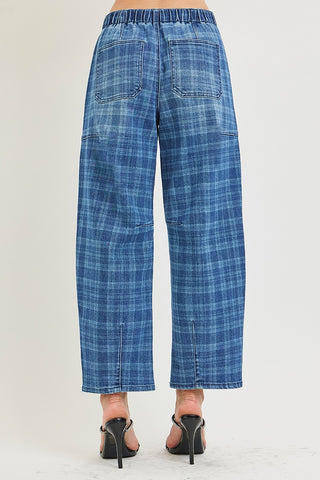 Risen Slouchy Barrel Plaid Jeans