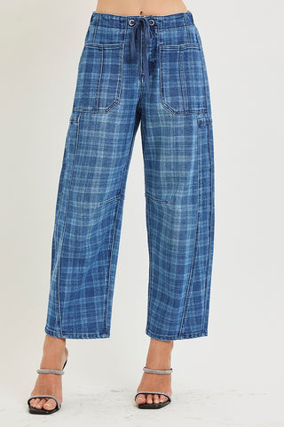 Risen Slouchy Barrel Plaid Jeans