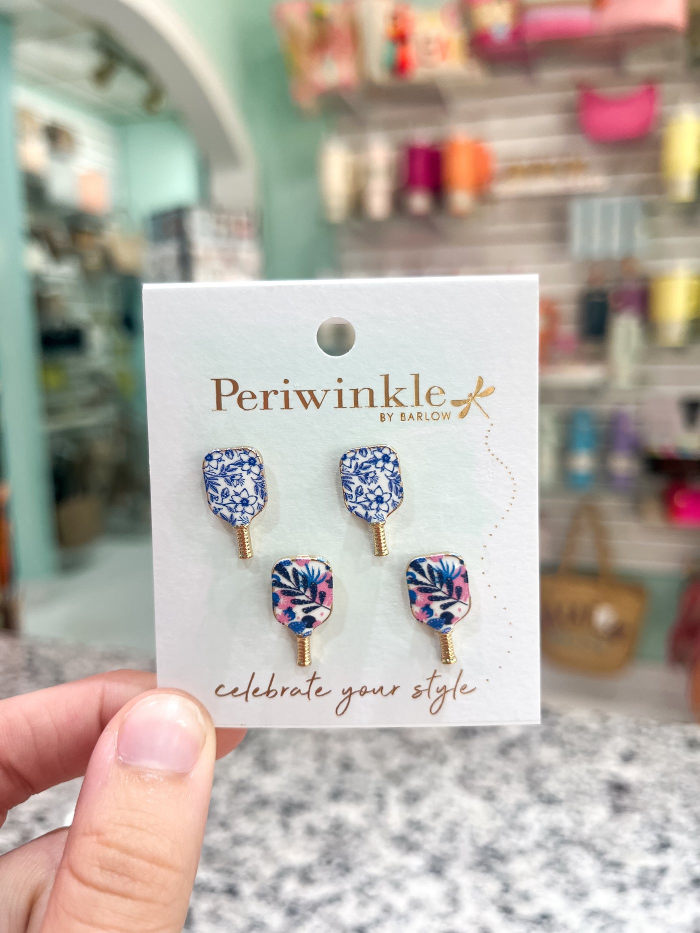 Periwinkle Blue Flower Pickleball Duo Earrings