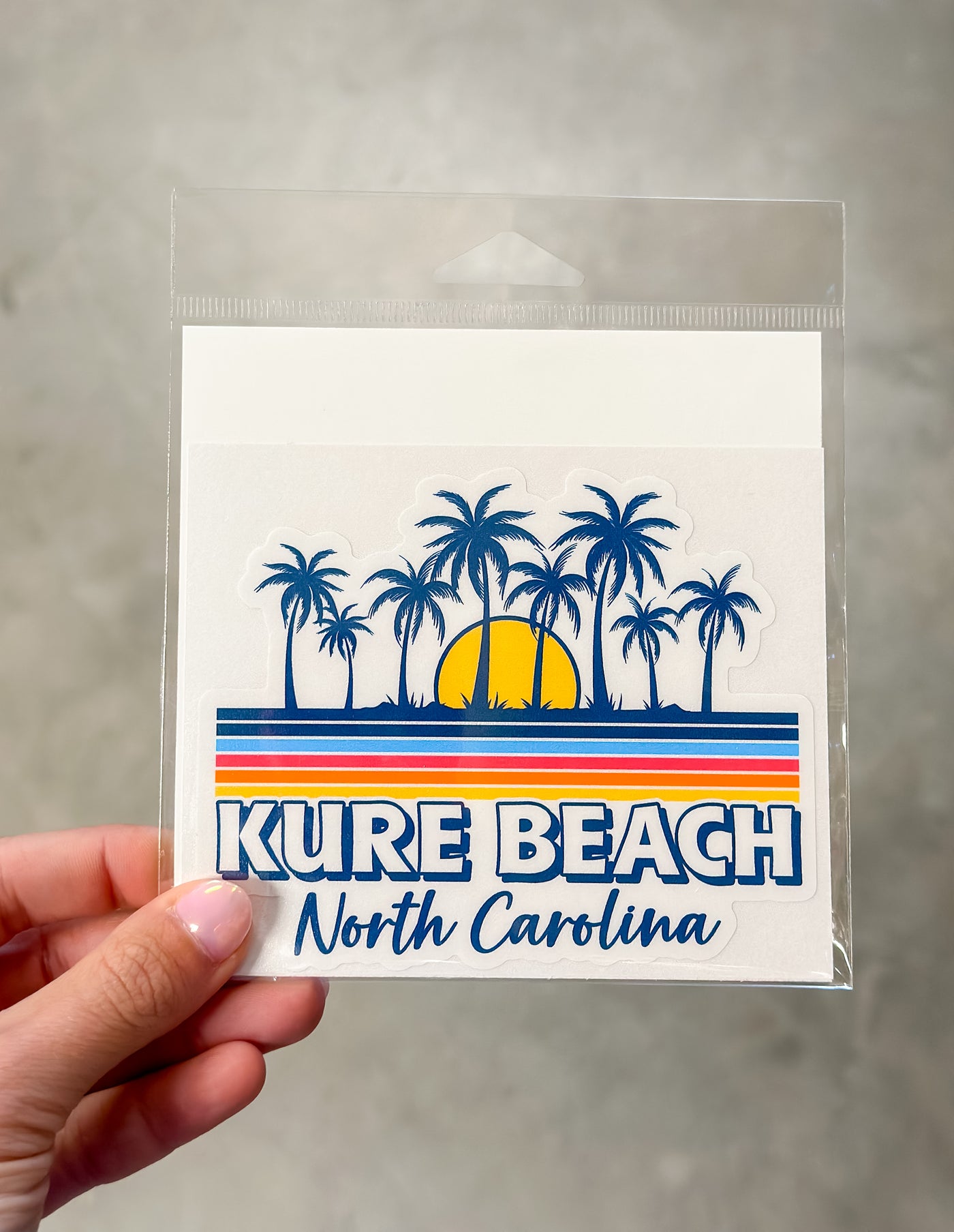 Kure Beach Palm Tree Sunset Sticker