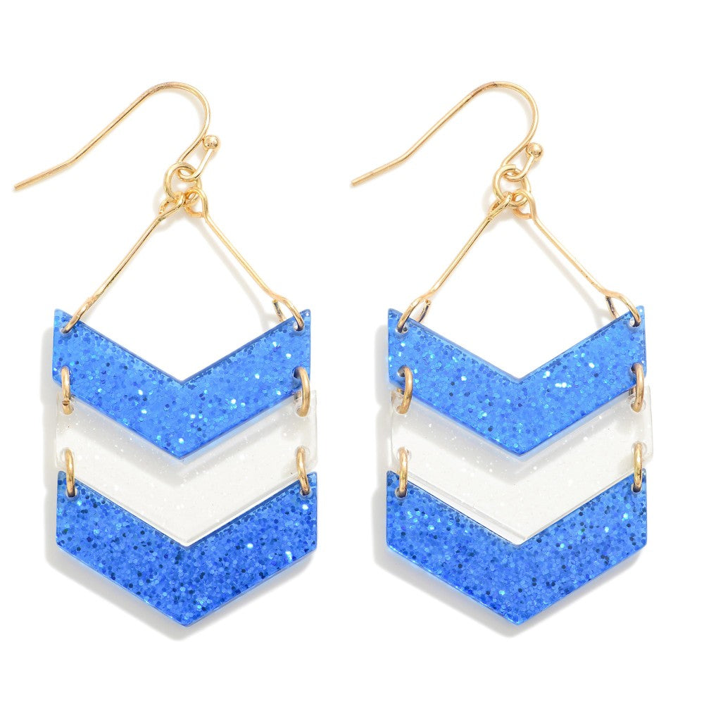 Glitter Chevron Drop Earrings