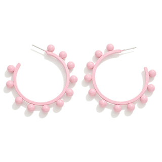 Metal Hoop Earrings With Studded Border