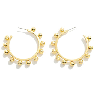 Metal Hoop Earrings With Studded Border