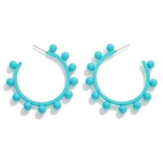 Metal Hoop Earrings With Studded Border