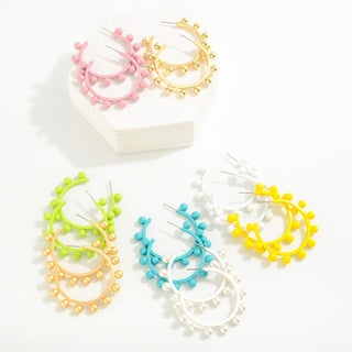 Metal Hoop Earrings With Studded Border