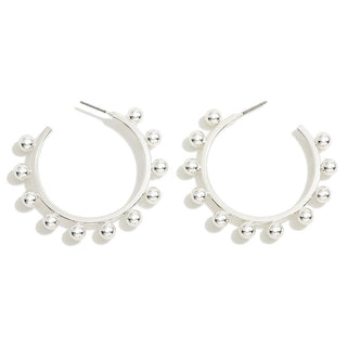 Metal Hoop Earrings With Studded Border