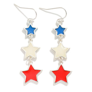 Red White and Blue Star String Earrings