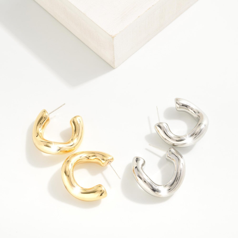 Metal Tone Twisted Hoops