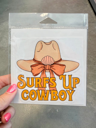 Surfs Up Cowboy Large Sticker