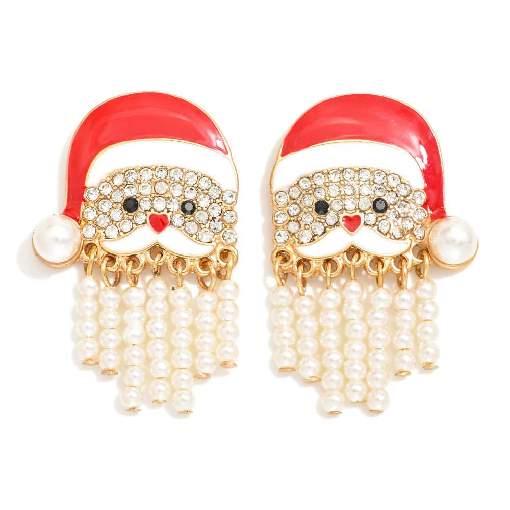 Santa Pearls Christmas Earrings