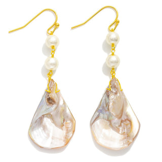 Pearl Link Shell Drop Earrings