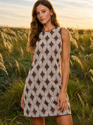 Textured Geometric Sleeveless Mini Dress