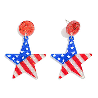 Glitter Star Flag Earrings