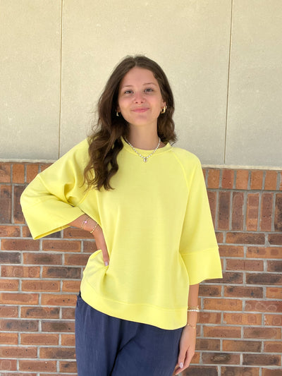 Umgee 3/4 Sleeved Drop Shoulder Top