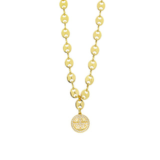 Anchor Link Smiley Face Necklace