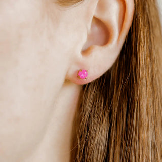 Linny Co Screwback Stud Earrings - Venus Opal Neon Pink
