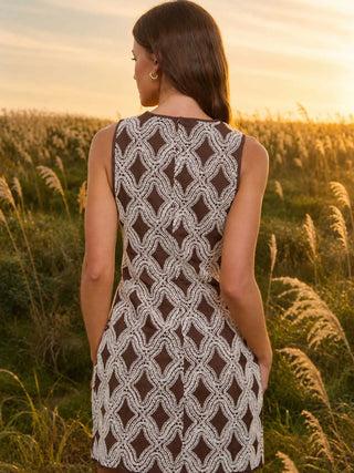 Textured Geometric Sleeveless Mini Dress