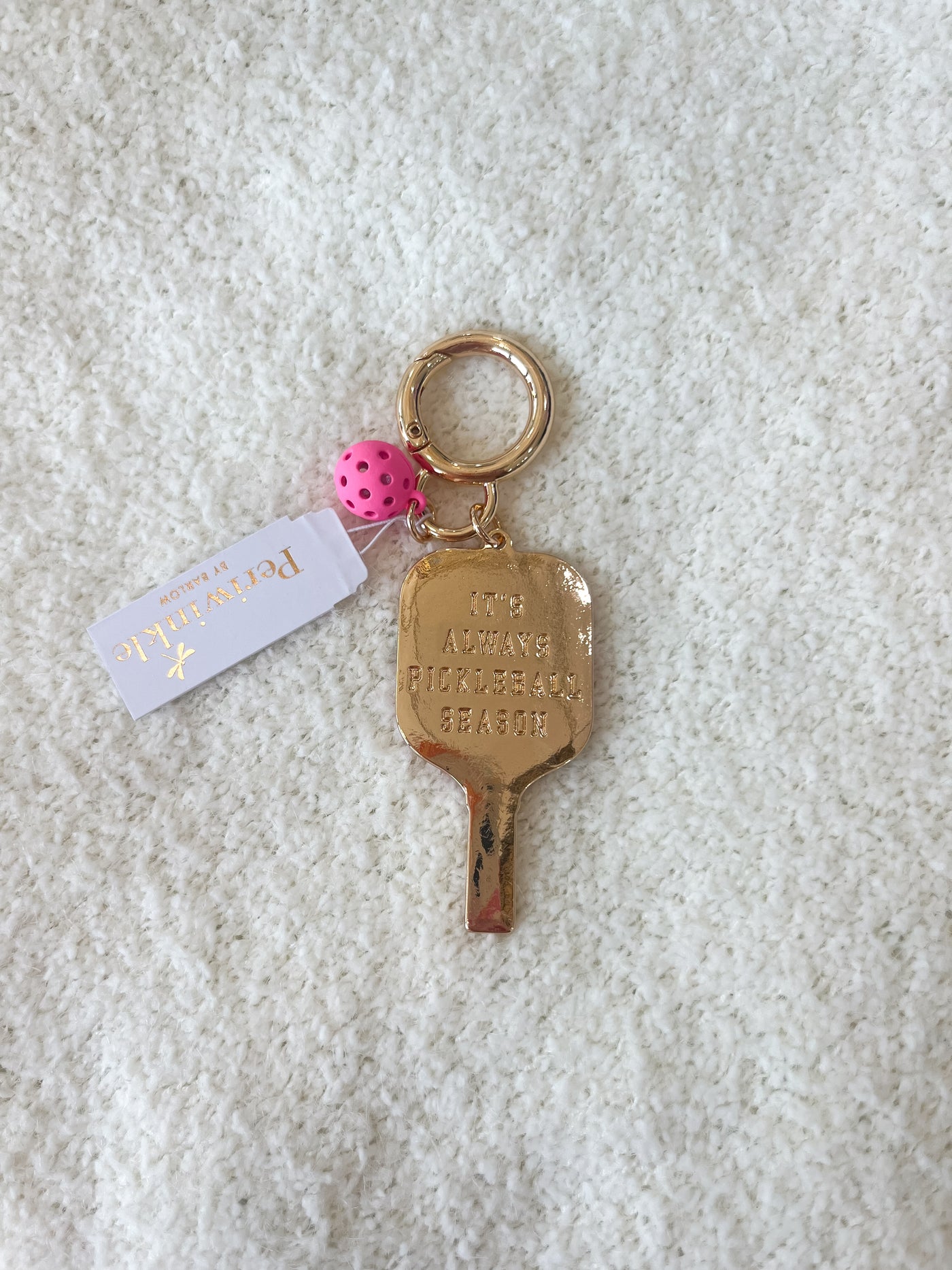 Periwinkle Hot Pink Floral Pickleball Keychain