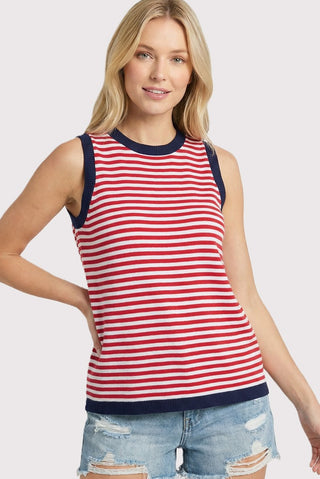 Color Trimmed Striped Sweater Tank