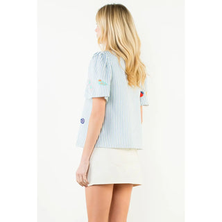 On Beach Time Embroidered Top