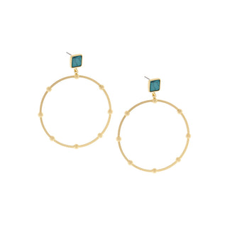 Stone Post Open Circle Earring