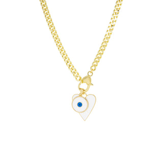 Curb Link White Charm Necklace