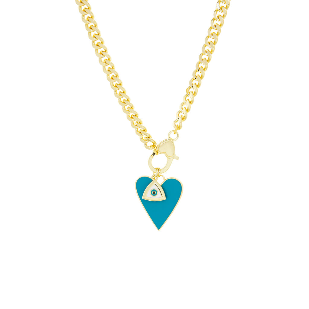 Curb Link Turquoise Charm Necklace