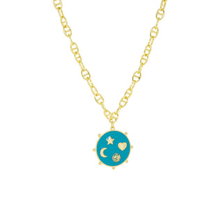 Anchor Link Chain with Enamel Multi Shape Pendant