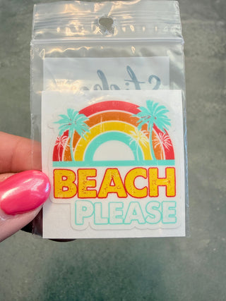 Beach Please Rainbow Cell Phone Sticker