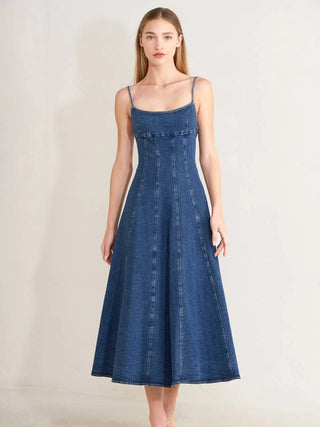 Pleated Denim Dress