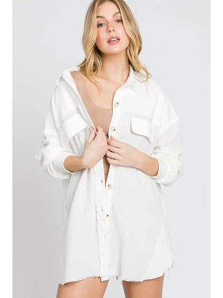 Cotton Gauze Button Down Top