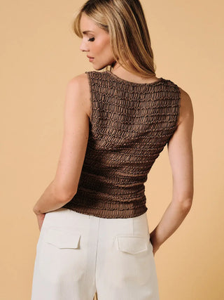 Boat Neck Short Sleeve Ruched Top