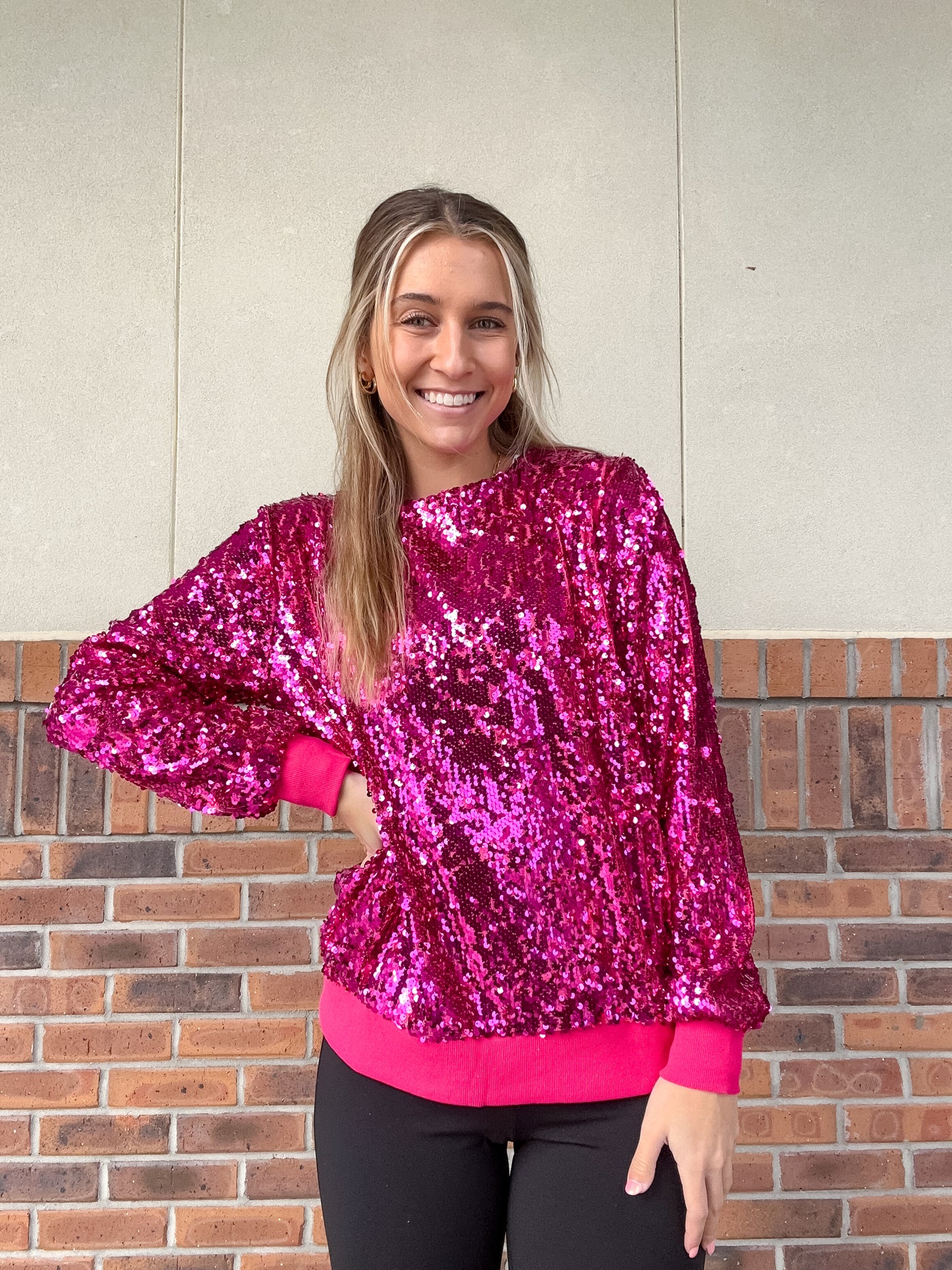 Queen of Bling Hot Pink Sequin Top