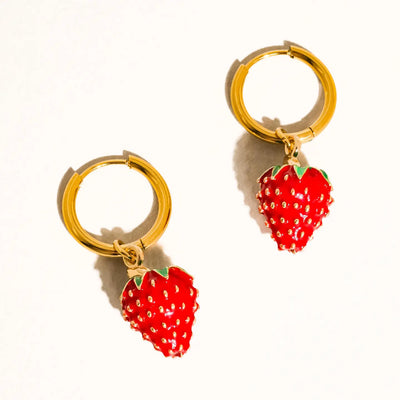 Strawberry Huggie Earrings