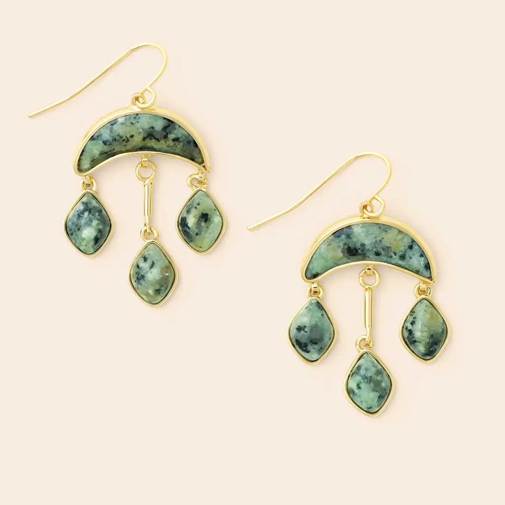 Stone Crescent Drop Earrings