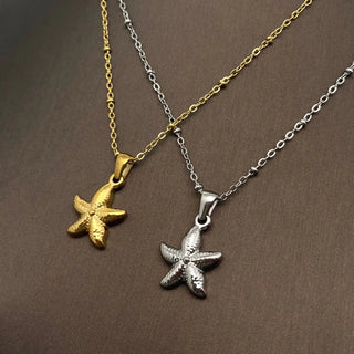 18K Gold Plated Stainless Steel Starfish Charm Necklace