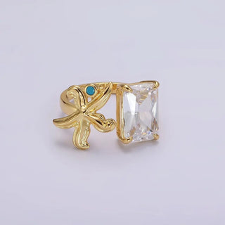 24K Gold Filled Starfish and CZ Stone Ring