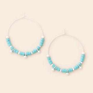 Stone Disc Hoop Earrings