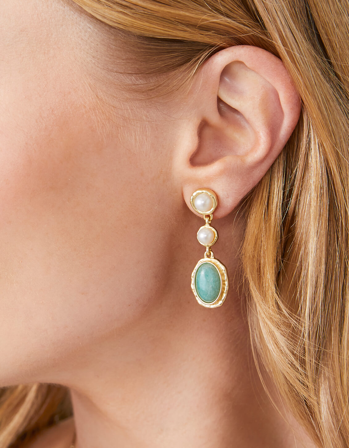 Spartina Summer Earrings Pearl/Amazonite