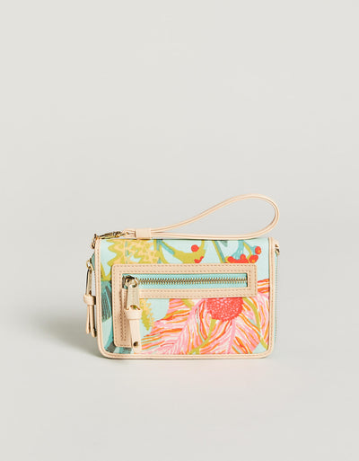 Spartina Multi Phone Wallet Queenie Tropical Floral Sea Foam