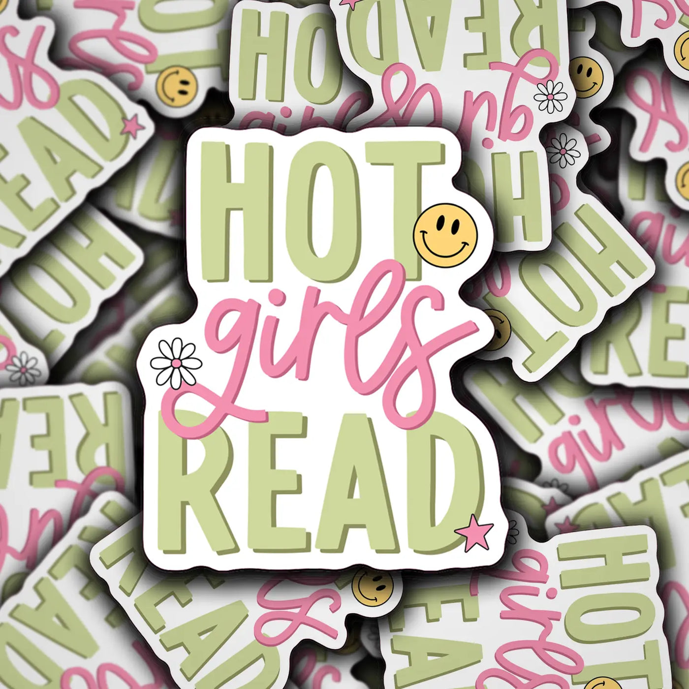 Hot Girls Read Green & Pink Sticker