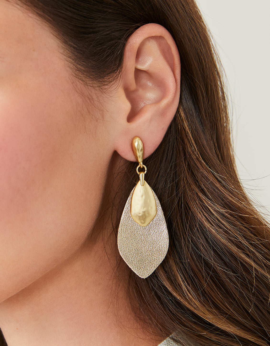 Spartina Leather Petal Earrings Gold