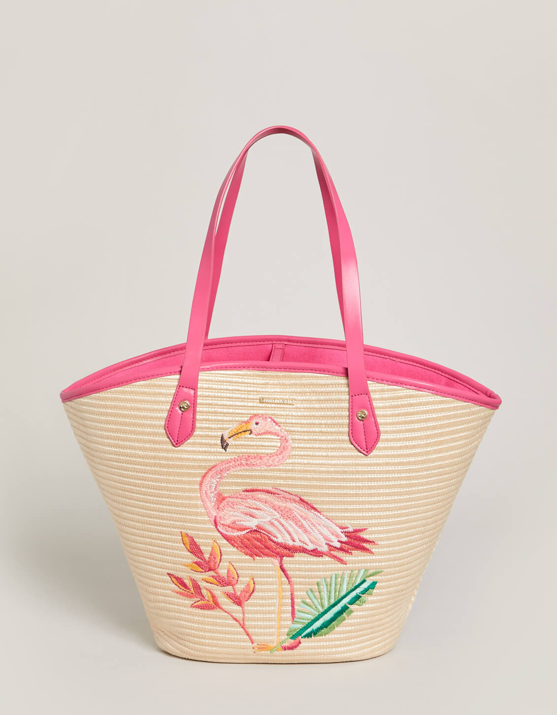 Spartina Straw Beach Tote Tropic Flamingo