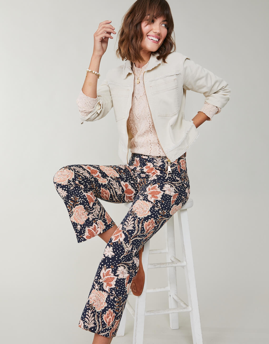 Spartina Maren Kick Flare Pant Starry Floral Slate