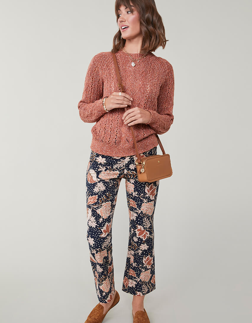 Spartina Maren Kick Flare Pant Starry Floral Slate