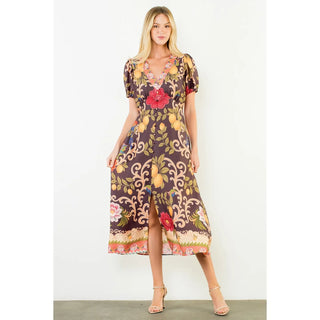 THML Short Sleeve Vibrant Patterened Dress